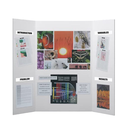 Flipside Products 36” x 48” Project Boards for Presentations, Science Fair, School Projects, Event Displays and Trifold Picture Board, Proudly Made in USA - White - 4 Pack - color: Clay White, size: 4 Pack