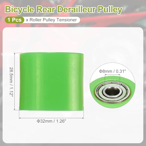 PATIKIL 8mm Roller Pulley Tensioner, Chain Roller Pulley Tensioner Mini Bike Parts Nylon Cylinder Type Guide Wheel Chain Guide Slider for Mini Motorcycle Dirt Bike, Green - color: Green