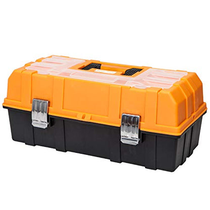 Torin 17-Inch Plastic Tool Box,3-Tiers Multi-Function Storage Portable Toolbox Organizer, Black/Orange ATRJH-3430T - size: 16.5 inches