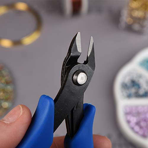 The Beadsmith Heavy Duty Side Cutter, 6 inches (152mm) with Blue Comfort Grip Handle and no Spring, Tool for Jewelry Making, Electronics or Micro Mechanics - color: Blue,silver
