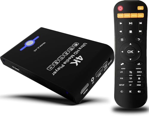 4K Ultra HD Media Player 2-in-1 HDD Enclosure for USB Drives and MicrosD Cards- Plays Digital Signage, H.265/HEVC H.264/AVC MP4 MKV Videos Etc,Auto Play and Resume,Supports 2"/2.5"/3" SATA HDD - color: Pearl Black