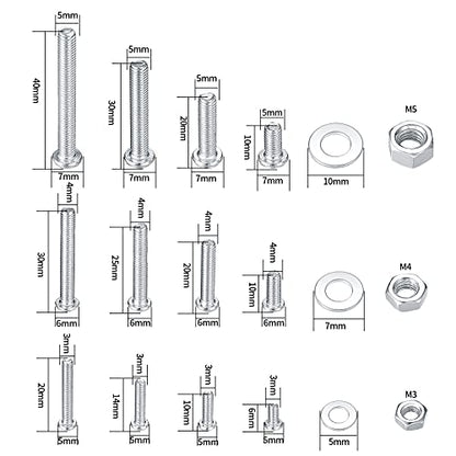 720 Pcs Nuts and Bolts Assortment Kit, M3 M4 M5 Carbon Steel Screws Bolts and Nuts and Washers Assortment Set, Assorted Cross Pan Head Machine Screws Set, with Storage Case