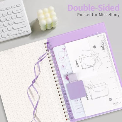AHGXG Dotted Journal, Grid Spiral Notebook, 160 Pages, A5 (5.7" x 8.3") - color: Purple, style: A5-Dotted
