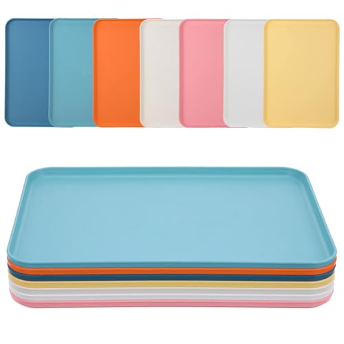 7-Pack Plastic Art Trays, Stackable Art Trays for Classroom & Crafts, 14.8 x 10.4 Inch Colorful Activity Tray for Kids Painting, Beads, DIY Projects (7 Vibrant Colors)