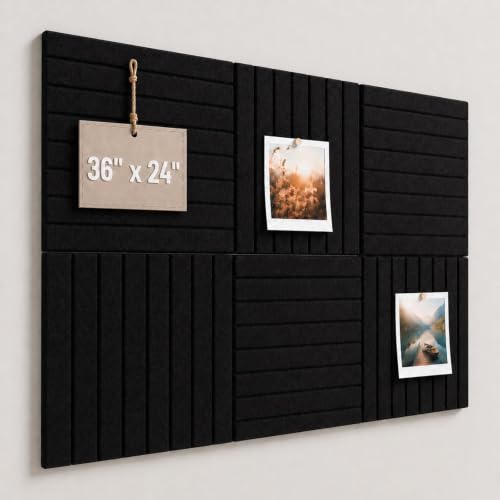 Stripe Felt Bulletin Board Tiles, Cork Board Alternative 24 x 36 in - color: Black, size: 24" x 36"