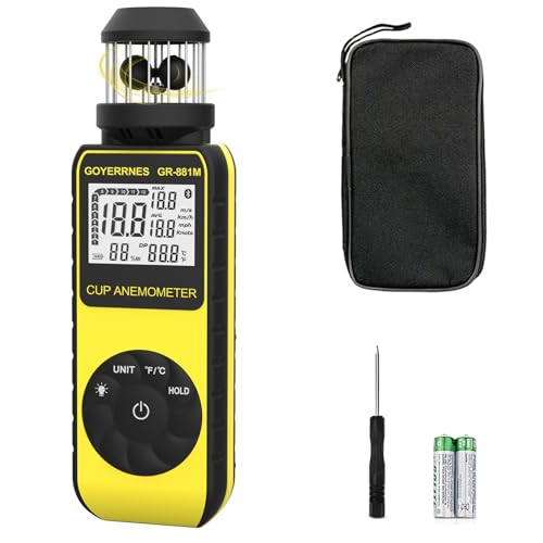 Handheld Cup Anemometer with Compass, 93MPH Wind Speed Meter
