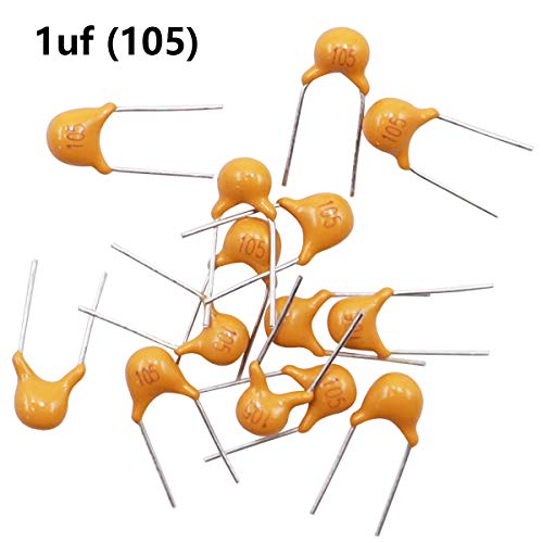 mxuteuk 120PCS 1uF 105 Multilayer Monolithic Ceramic Capacitor 5.08mm - size: 1uF-105