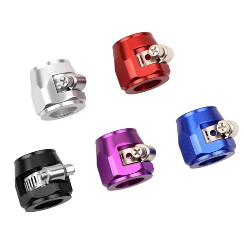 Aluminum Hose End Finisher Clamp, Universal Fit, Red Chrome Finish, 4pcs Set for Stainless Steel and Rubber Hoses, Model (Blue, 10AN) - color: Blue, size: 10AN