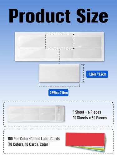 60-Pack Clear Plastic Self-Adhesive Label Holders with Kanban Cards and Insert Cards, Compatible with Most Akro-Mils Bins, Labeling Supplies for Cabinets, Shelves and Storage Bins