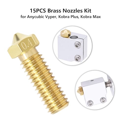 15PCS Nozzles Kit for Anycubic Vyper, 3D Printer Parts 5PCS Hardened Steel + 5PCS Stainless Steel + 5PCS Brass 0.4mm Nozzles Kit for Vyper, Kobra Plus, Kobra Max - style: Vyper Brass+Harden Steel+Stainless steel - 0.4mm