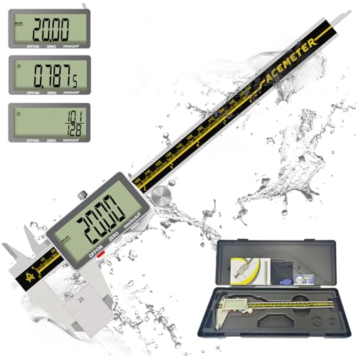 Digital Caliper,ACEMETER 0-8" Vernier Calipers Measuring Tool-Electronic Micrometer with Large LCD Screen,Metal Metric Measure Caliper for Engineer Carpenter,Auto-Off Feature,Inch/Fraction/Millimeter - size: 8 inch/200mm