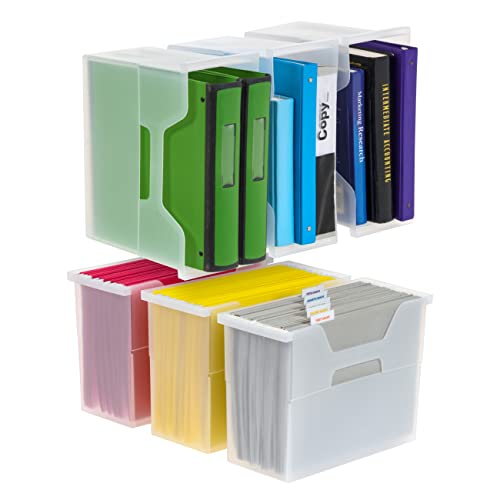 IRIS USA 6-Pack Medium Desktop File Box with Open Lid, Clear - color: Clear, style: Medium Open Top - 6 Pack