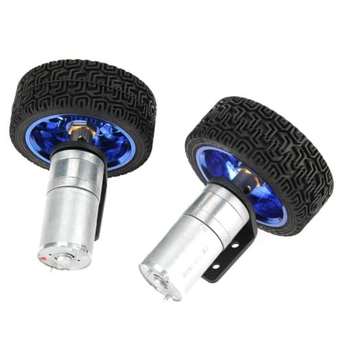 Encoder Motor Set,DC 6V 280RPM 25GA370 Encoder Motor Set 4mm Shaft DC Gear Motor with Mounting Bracket 65mm Wheel Kits for Smart Car Robot DIY