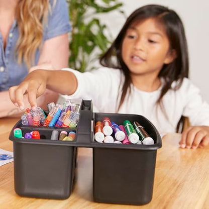 ECR4Kids 3-Compartment Small Storage Caddy Organizer, 6-Pack, Black - color: Black