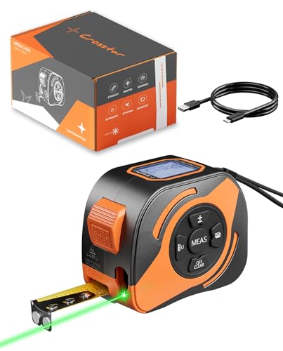 Crosstar 2-in-1 Laser Tape Measure 197ft,532nm Green Beam,16ft Manual Tape