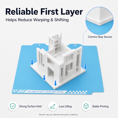 Cold Build Plate for Bambu Lab A1 Mini, 184x184mm Double-Sided Spring Steel Sheet, High Adhesion Nano-Coated Surface, Low Temperature Printing, Fine Matte Finish - size: A1 mini 184×184 mm