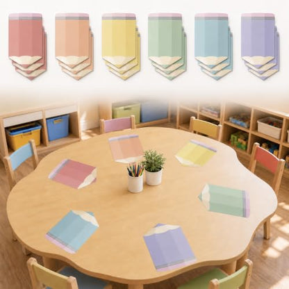 Cinrobiye 24 Pcs Dry Erase Stickers for Classroom Tables, Reusable Writable Decals with 2 Scrapers, Waterproof Dry Erase Spots for Desks, Whiteboards, Walls, Teacher Classroom School Supplies - color: Pencil
