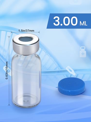 3ml Glass Vials for Injections, Self-Healing Injection Port, Empty Vials for Injections with Sealed Cap (10 Pack) - size: 3ml