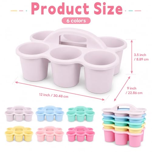 6 Pack Classroom Caddy With Handle, Pink Purple - color: Pink Purple