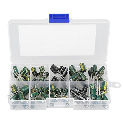 100pcs DIY High Grade Audio Capacito, Audio Capacitor Assorted Kit, 10 Values 10V-63V 10uf-470uf Electrolytic Capacitors Radial Capacitor