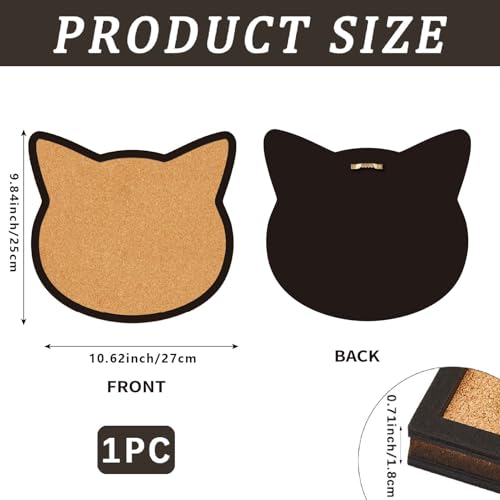 CRASPIRE Cat Pin Cork Board 9.8 X 10.6 Inch Wall Mounted Framed Bulletin Display Boards Wooden Decorative Memory Memo Brooch Lapel Pins Holder Storage for Home Office School Classroom Decoration - style: Cat Head