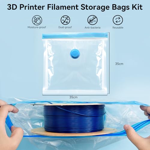 Creality 3D Printer Filament Storage, 12 Pack Vacuum Bags 35 x 35CM Reusable Transparent Sealed Bags, Dust Proof Humidity Resistant Keeping Filament Dry - color: 12 Pack Vacuum Bags