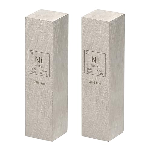PATIKIL 2Pcs Nickel Cube, 0.5x0.5x2" Ni Density Stick High Density Element Rod Unique Metal Cube Periodic Table of Elements Collections Lab Experiment Teacher Scientific Classes - style: Nickel