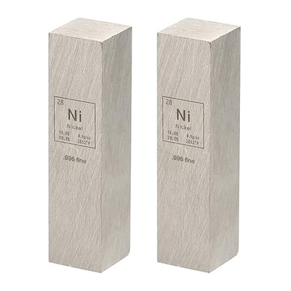 PATIKIL 2Pcs Nickel Cube, 0.5x0.5x2" Ni Density Stick High Density Element Rod Unique Metal Cube Periodic Table of Elements Collections Lab Experiment Teacher Scientific Classes - style: Nickel