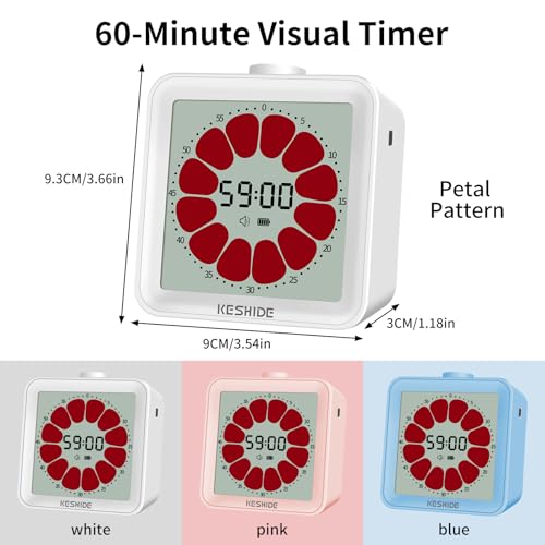 Visual Timer for Kids and Adults,LCD Digital 60-Minute Countdown Timer Silent Classroom Timer, Time Management Tool for Home, School, or Work - color: White