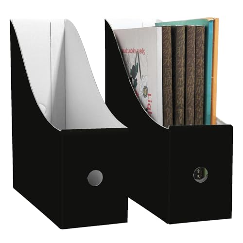 Limitliho 2 Pack Black Cardboard Magazine Holder for Desk or Shelves - color: Black
