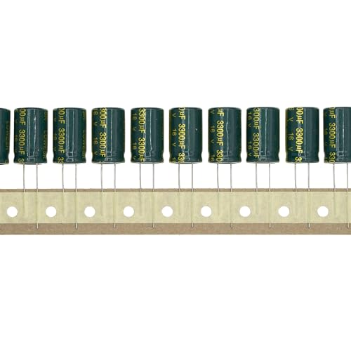 20 Pieces 16V 3300UF 13x21mm High Frequency LOWESR Plug-in Aluminum Electrolytic Capacitor Green Sleeve 16 Volt 3300 UF - size: 16V3300UF
