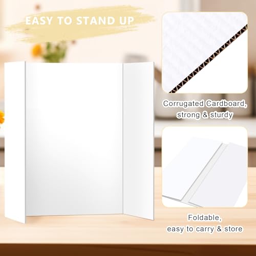 HAUTOCO 4 Pcs Medium Trifold Poster Board 26'' x 15.74'' Project Boards - color: White, size: 26 x 15.74 inches