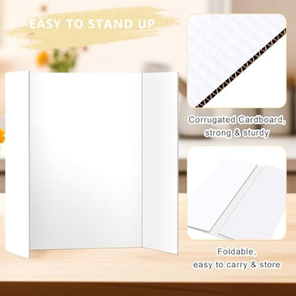 HAUTOCO 4 Pcs Medium Trifold Poster Board 26'' x 15.74'' Project Boards - color: White, size: 26 x 15.74 inches