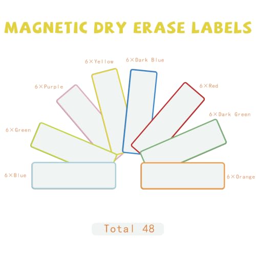 48pcs Magnetic Dry Erase Labels Colorful Name Tags Reusable Labels (Colorful, 3.2 * 1.2) - color: Colorful, size: 3.2*1.2