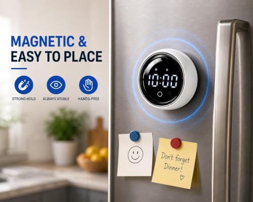 DLUCK Digital Rotating Magnetic Kitchen Timer with Voice Control