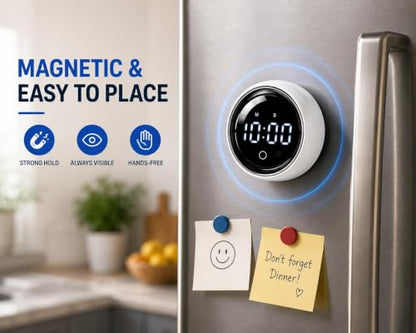 DLUCK Digital Rotating Magnetic Kitchen Timer with Voice Control