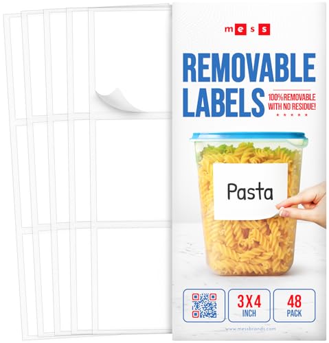 Removable Dry Erase Labels 3x4 in 48 Pk - Jars Bins Fridge and Freezer - style: 3x4"