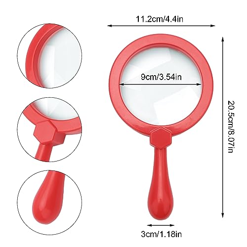 Rongon 5X Kids Magnifying Glass Handheld Jumbo Magnifiers with Stand (Red) - color: Red
