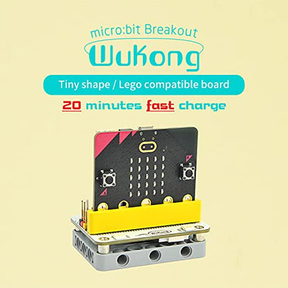 ELECFREAKS microbit Wukong Expansion Board Adapter for microbit Drive 8-Way Servo / 2-Way Motor / 8-Way Sensor, Breakout Board with 8 LED / 4 Rainbow LED
