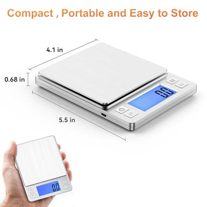 BOMATA Upgraded Small Food Scale with 0.1 g/0.001 oz High Precision - size: 0.1g/3kg Silver