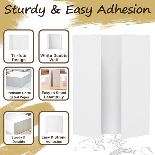 PSHVYM 12 Pcs Small Trifold Poster Board, 21.5 x 14 inch White Poster Board - color: White, size: 21.5 X 14 inch