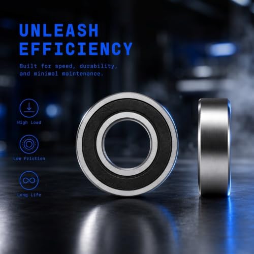 7 PCS 6203-2RS Deep-Groove Ball Bearings, 17x40x12mm-Double Seal Bearings - size: 6203-2RS-7PCS