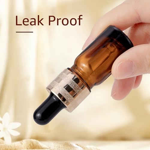 30 Pack 5ml Amber Glass Dropper Sample Bottles with Golden Caps - color: Amber, size: 5mL-30pcs