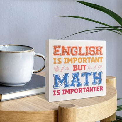 Funny Math Teacher Gifts for Women Men, Teacher Thank You Appreciation Gifts for Birthday Christmas Teacher's Day Back to School, Wooden Box Sign - color: Math Teacher2