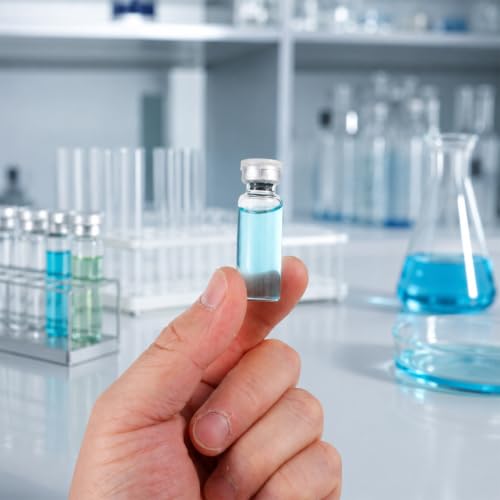10 Pack 5ml Sealed Sample Vials, Empty Transparent Storage Glass Vials with Self-Healing Rubber Stopper Crimp Top Caps and Flip Top Cap