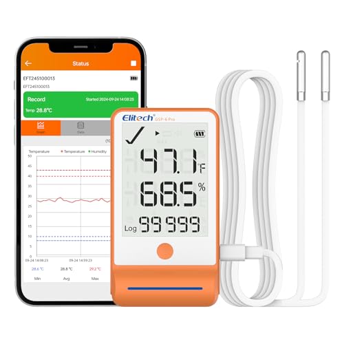 Elitech GSP-6 Dual Probe Bluetooth Temperature Humidity Data Logger - color: Temperature and Humidity Probes, size: GSP-6 Bluetooth Series