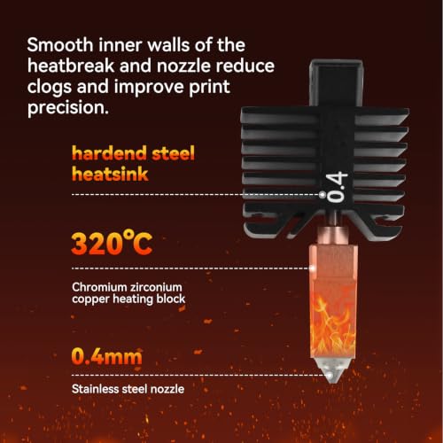 P1P,P1S Hotend Complete Kit,Hardened Steel 0.4mm Nozzle - style: 0.4mm P1 series Hotend Hardened Steel