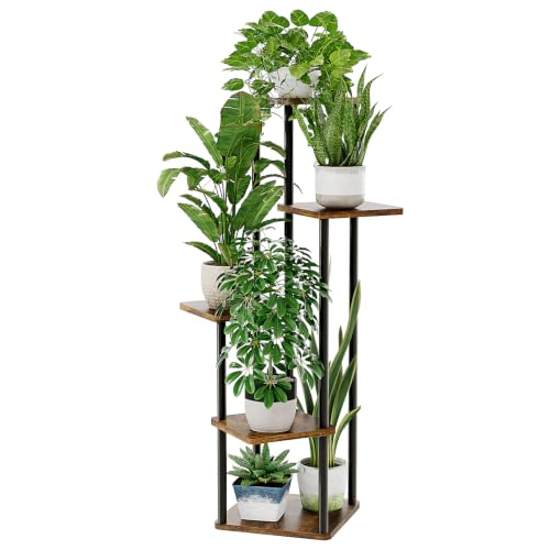 Bamworld Plant Stand Indoor 5 Tier Corner Plant Shelf for Multiple Plants - color: Brown Oak, size: 5 Tier