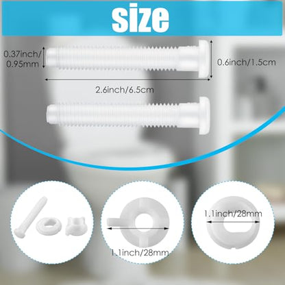 Jetec 2 Pack Toilet Seat Screws Kit, Plastic Bolts Nuts & Washers - color: White