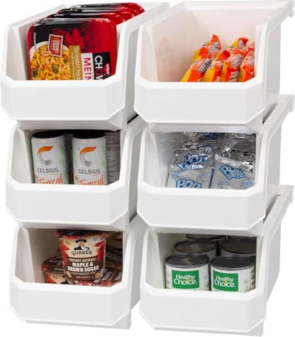 ReadySpace Large Stackable Plastic Storage Bins, 6-Pack, White - color: White, size: Large, 6-Pack